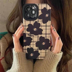 Cute Checkered Flowers Phone Case for iPhone 11, 12, 13, 14, Pro Max, 14 Plus, X, XS Max, XR, 12, 13 Mini, 7, 8 Plus