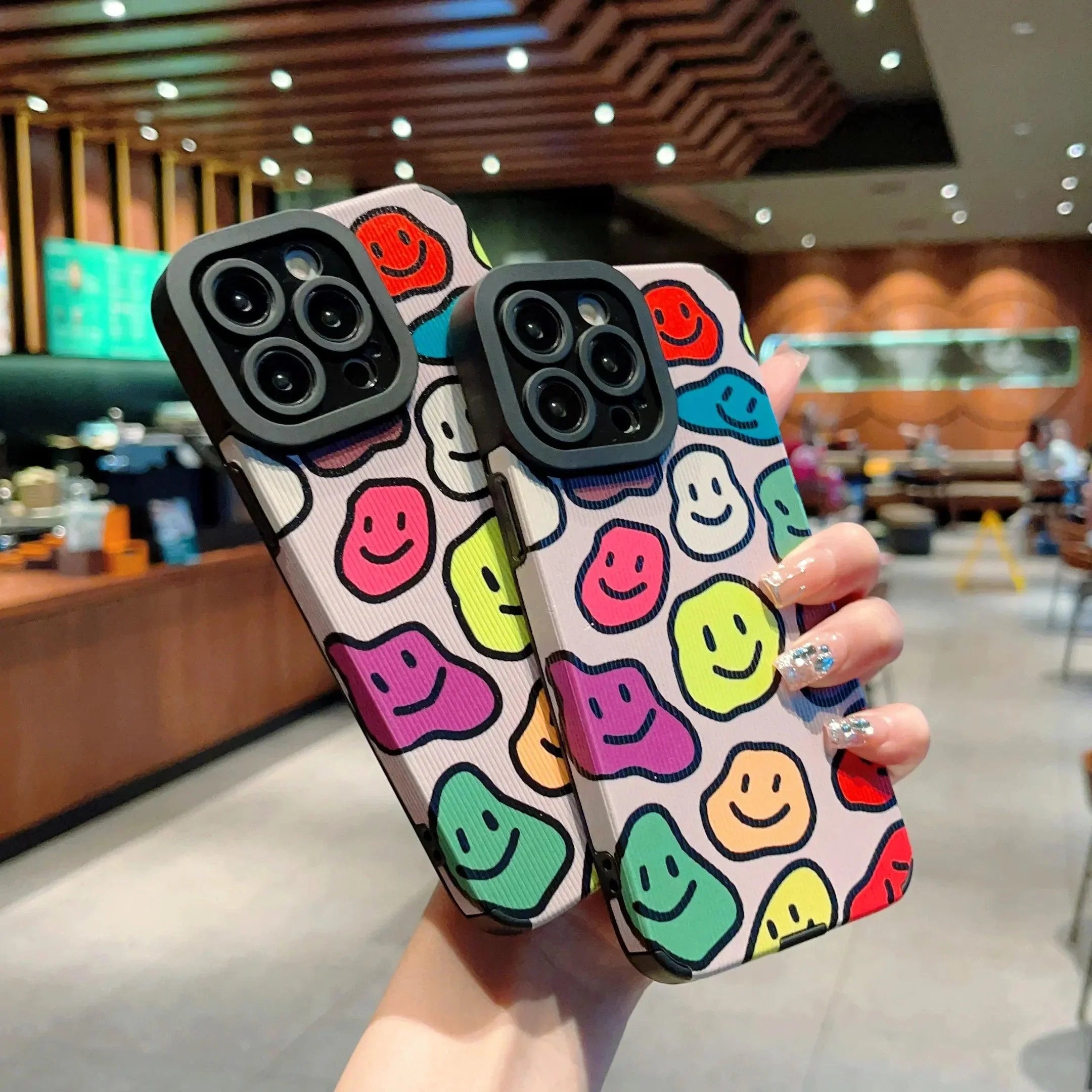 Cute Colorful Smiley Phone Case Cover for iPhone 15, 14, 13, 12, 11 Pro Max, X, Xs Max, XR, 7, 8 Plus, SE 2020