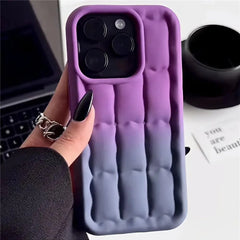 Cute Gradient Lattice Bread Pattern Phone Case for iPhone 14 Pro, 13, 12 Pro Max, and 11