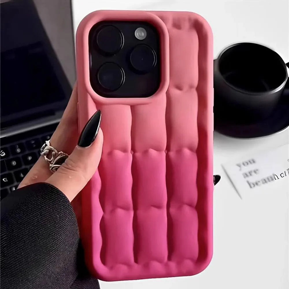 Cute Gradient Lattice Bread Pattern Phone Case for iPhone 14 Pro, 13, 12 Pro Max, and 11