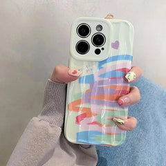 Cute Graffiti Soft Wave Phone Case for iPhone 11, 12, 13, 14, 15 Pro Max