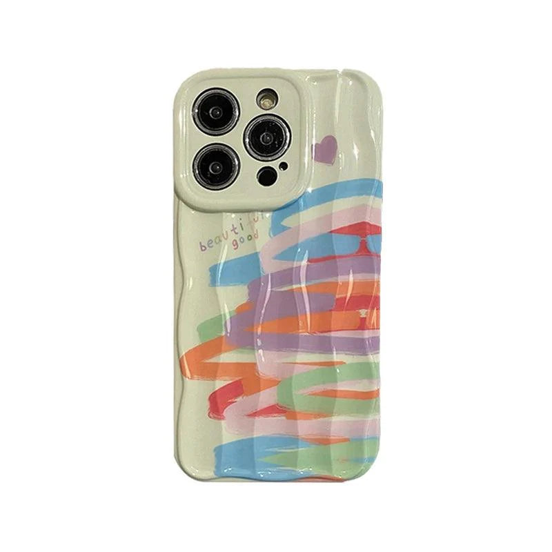 Cute Graffiti Soft Wave Phone Case for iPhone 11, 12, 13, 14, 15 Pro Max