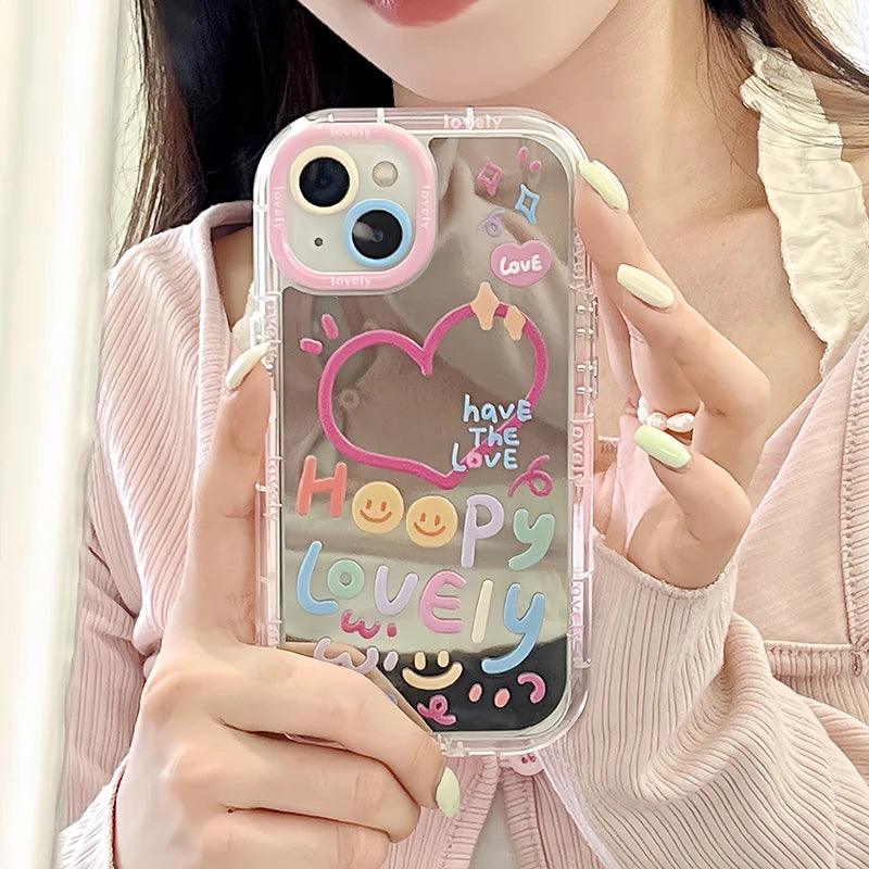 Cute Heart Mirror Phone Case for iPhone 11, 12, 13, 14, 15 Pro Max