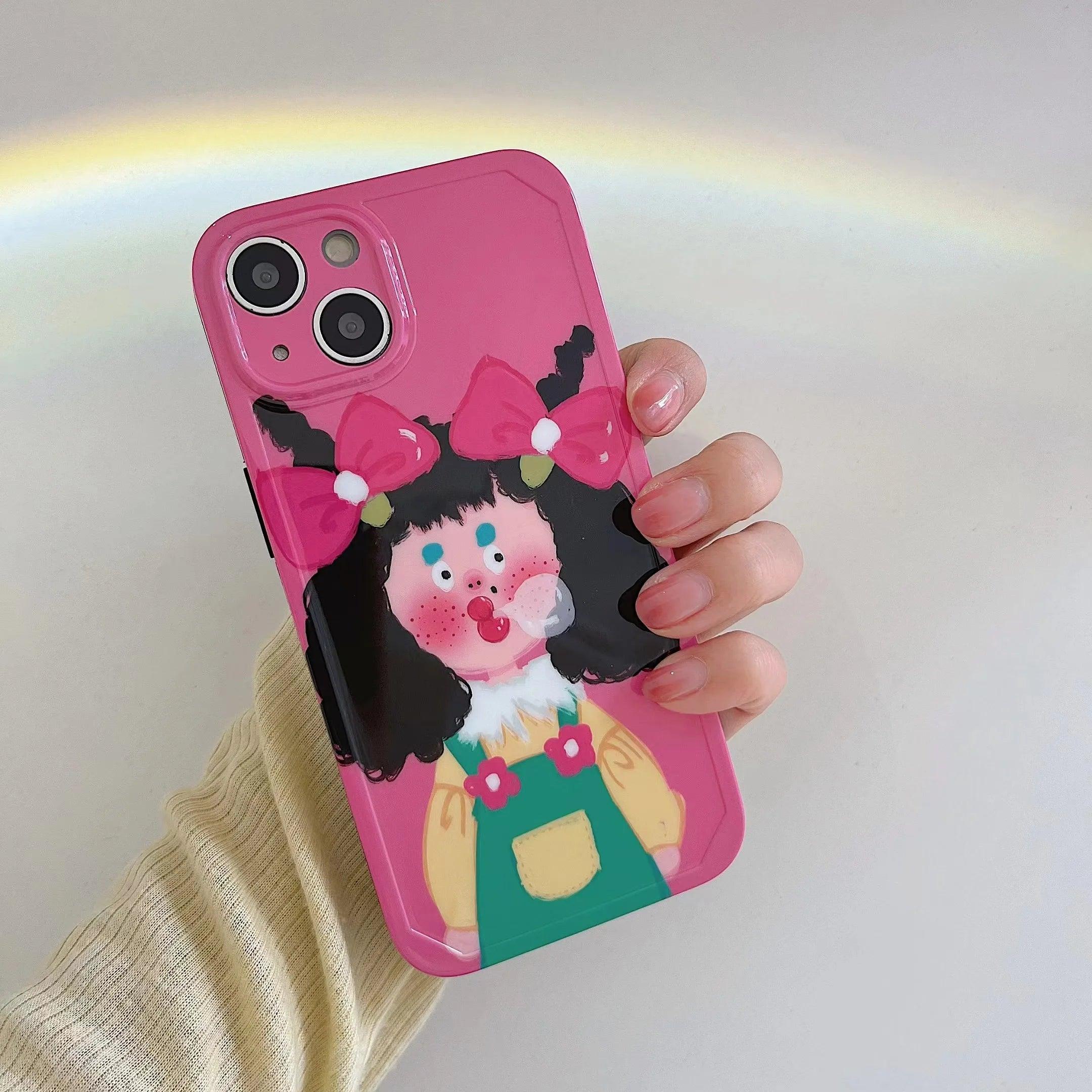 Cute Lovely Funny Girl Phone Case for iPhone 14, 13, 12, 11 Pro Max, 6, 7, 8 Plus, X, XR, XS Max