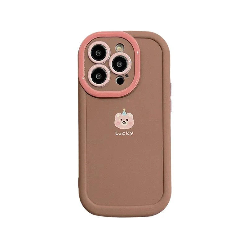 Cute Lucky Bear Candy Phone Case for iPhone 11, 12, 13, 14, 15 Pro Max