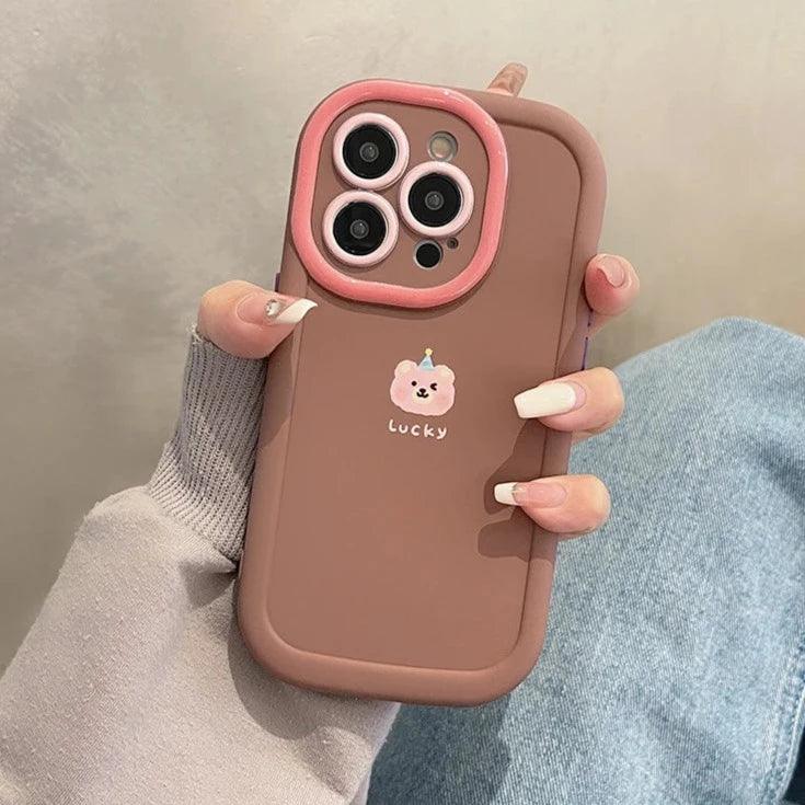 Cute Lucky Bear Candy Phone Case for iPhone 11, 12, 13, 14, 15 Pro Max