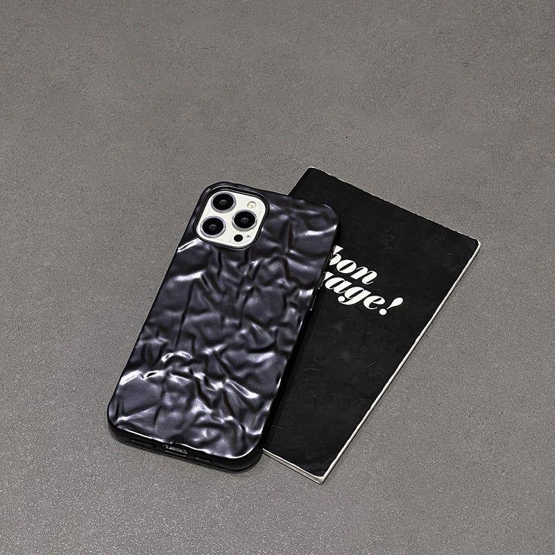 Cute Luxury Black Tin Pattern Phone Cases for iPhone 14, 13, 12 Pro Max, 11 Pro Max, X, XS Max, XR, 8 Plus, and 7 Plus