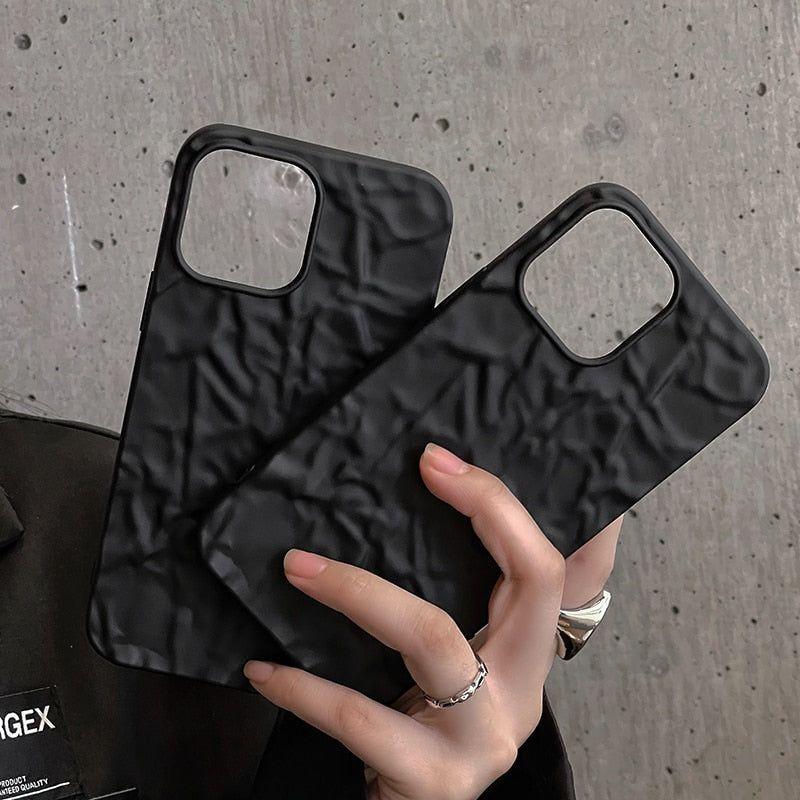 Cute Luxury Black Tin Pattern Phone Cases for iPhone 14, 13, 12 Pro Max, 11 Pro Max, X, XS Max, XR, 8 Plus, and 7 Plus