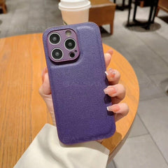 Cute Luxury Leather Texture Shockproof Phone Cases for iPhone 14, 13, 12, 11 Pro, XS Max, XR, 7, 8 Plus, SE2022 Mini, with Candy Color Soft Silicone Cover