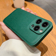 Cute Luxury Leather Texture Shockproof Phone Cases for iPhone 14, 13, 12, 11 Pro, XS Max, XR, 7, 8 Plus, SE2022 Mini, with Candy Color Soft Silicone Cover