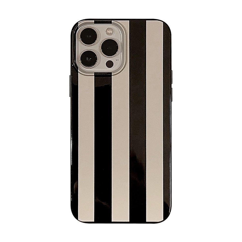 Cute Luxury Retro Glossy Striped Phone Cases for iPhone 14, 13, 12, 11 Pro Max, XR, XS, Mini, 7, 8, and 14 Plus