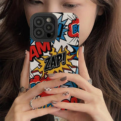 Cute Manga Color-Lettered Phone Case for iPhone 14, 13, 12, 11 Pro Max, Mini, 6S, 7, 8 Plus, X, XS, XR, and Max Models