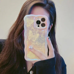 Cute Phone Case for iPhone 11 12 13 14 Pro Max: Oil Painting Gradient Butterfly Pattern