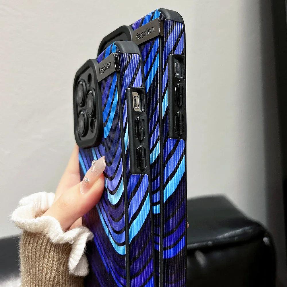 Cute Phone Case For iPhone 15, 14, 11, 12, 13 Pro Max, XR, XS Max, and more - Gradient Blue Stripe