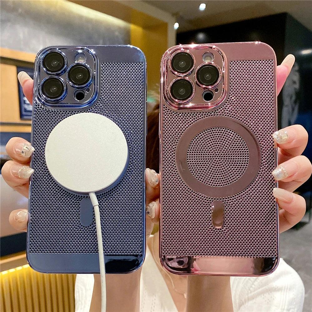 Cute Phone Case for iPhone 15, 14, 13, 12, 11 Pro Max Plus: Magnetic, Breathable, Heat Dissipation