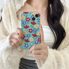 Cute Phone Case with Fairy Garden Flowers Oil Painting for iPhone 14, 13, 12, 11 Pro Max, and 14 Plus