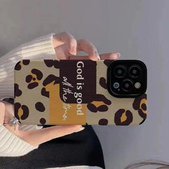 Cute Phone Case with Leopard Print and English Subtitles for iPhone 14, 13, 12, 11 Pro Max, 14 Plus, X, XS Max, XR, 12, 13 Mini, 7, 8 Plus