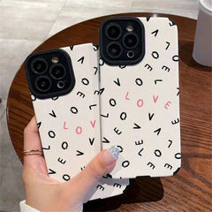 Cute Phone Case with Love Word Design for iPhone 11, 12, 13, 14 Pro Max, 15 Pro Max, X, XR, XS Max, 7, 8 Plus