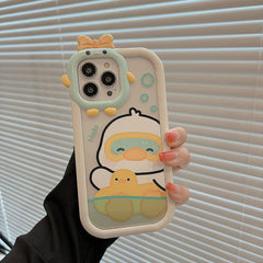 Cute Phone Cases for iPhone 11, 12, 13, 14 Pro Max & 14 Plus - Sweet Swimming Duck, TPU Transparent