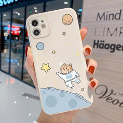 Cute Phone Cases For iPhone 13 11 1Pro Max Mini XR X XS 12 Pro Max 11 SE 2020 6 6S 7 8 Plus Space Astronaut Cat (N)