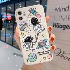 Cute Phone Cases For iPhone 13 11 1Pro Max Mini XR X XS 12 Pro Max 11 SE 2020 6 6S 7 8 Plus Space Astronaut Note (C)