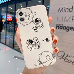 Cute Phone Cases For iPhone 13 11 1Pro Max Mini XR X XS 12 Pro Max 11 SE 2020 6 6S 7 8 Plus Space Astronaut Note (I)