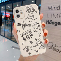 Cute Phone Cases For iPhone 13 11 1Pro Max Mini XR X XS 12 Pro Max 11 SE 2020 6 6S 7 8 Plus Space Astronaut Note (J)