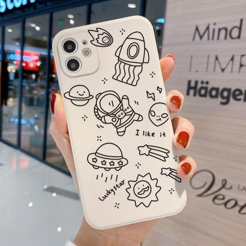 Cute Phone Cases For iPhone 13 11 1Pro Max Mini XR X XS 12 Pro Max 11 SE 2020 6 6S 7 8 Plus Space Astronaut