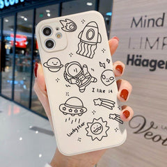 Cute Phone Cases For iPhone 13 11 1Pro Max Mini XR X XS 12 Pro Max 11 SE 2020 6 6S 7 8 Plus Space Astronaut