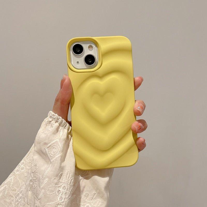 Cute Phone Cases For iPhone 13 14 11 12 Pro Max - 3D Pleated Water Ripple Heart