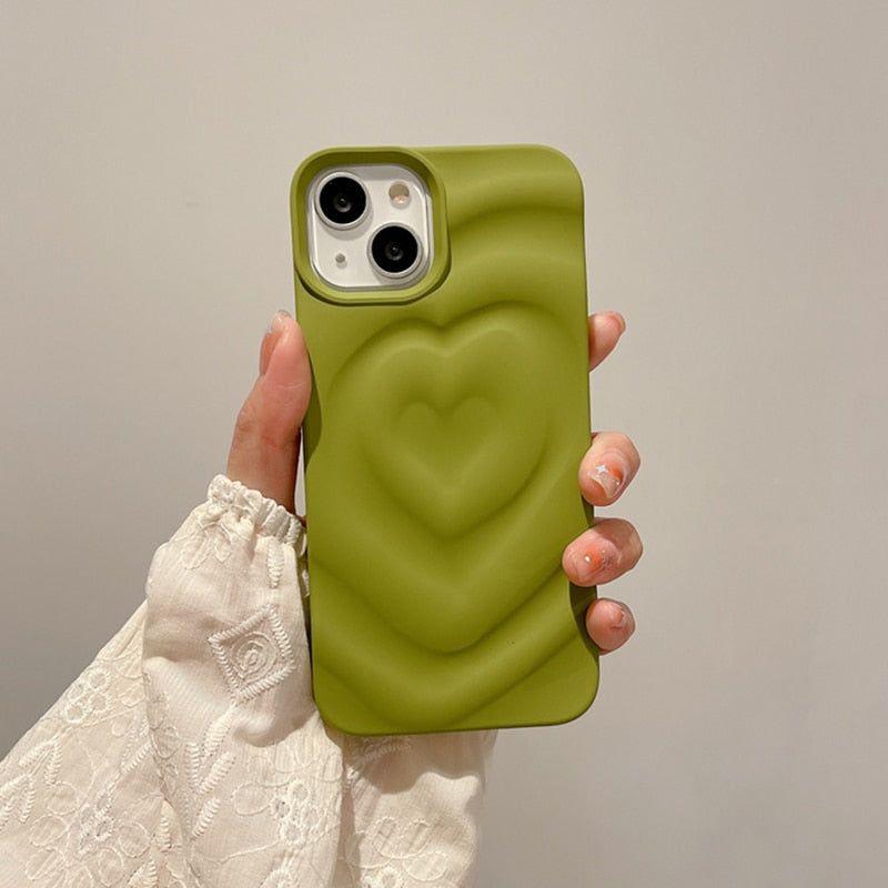 Cute Phone Cases For iPhone 13 14 11 12 Pro Max - 3D Pleated Water Ripple Heart