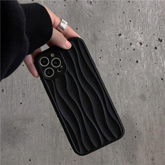 Cute Phone Cases For iPhone 14 13 11 12 Pro Max 14 Plus - Black WaterRipple Wavey Lines