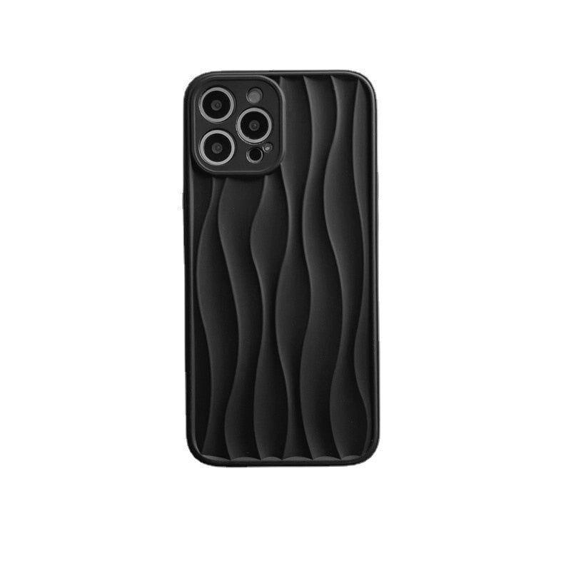 Cute Phone Cases For iPhone 14 13 11 12 Pro Max 14 Plus - Black WaterRipple Wavey Lines