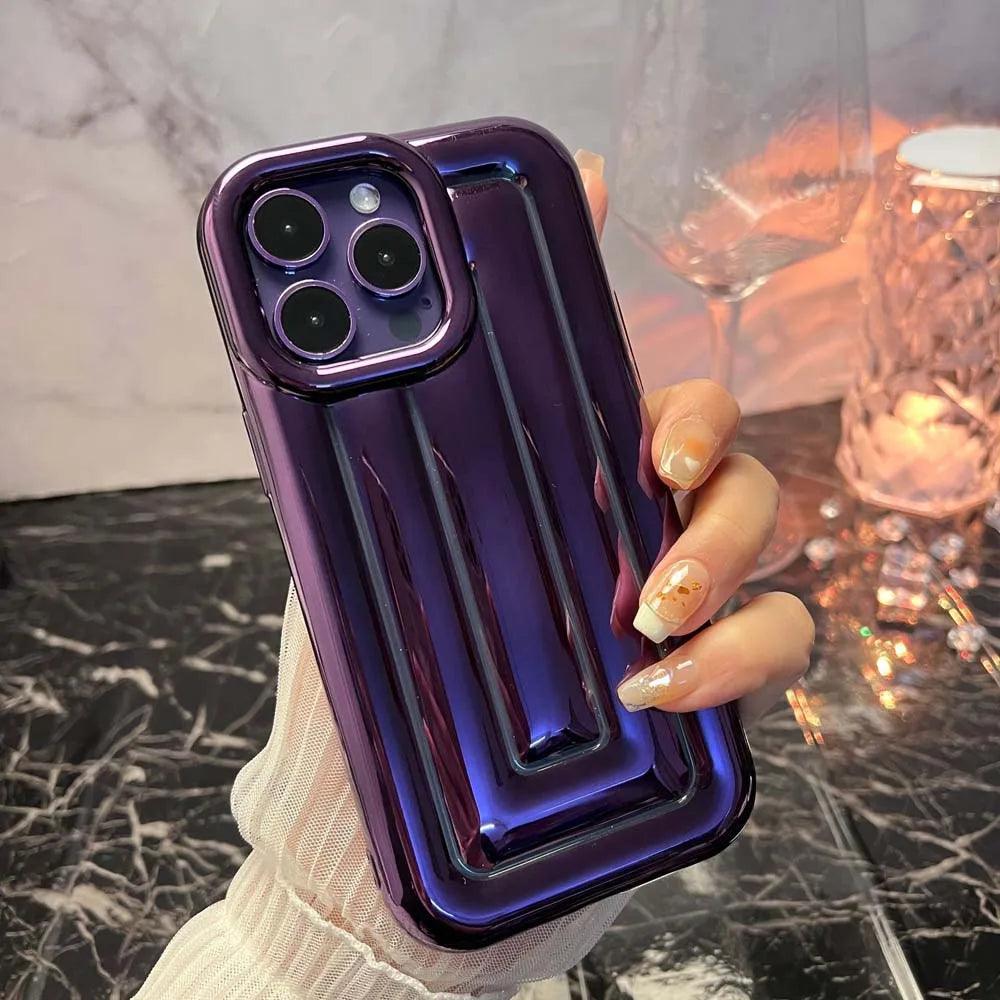 Cute Phone Cases For iPhone 14 13 12 11 Pro Max 14 Plus - Luxury Plating 3D Stripe