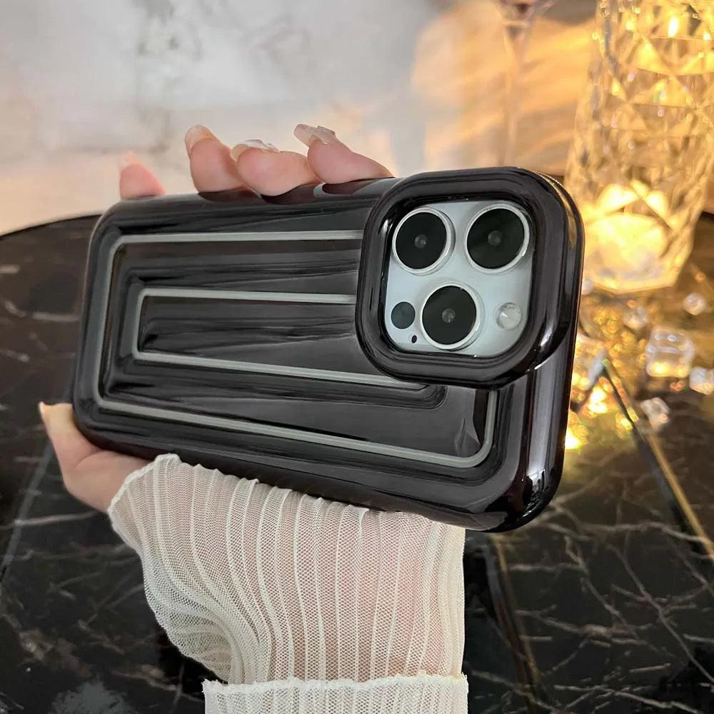 Cute Phone Cases For iPhone 14 13 12 11 Pro Max 14 Plus - Luxury Plating 3D Stripe