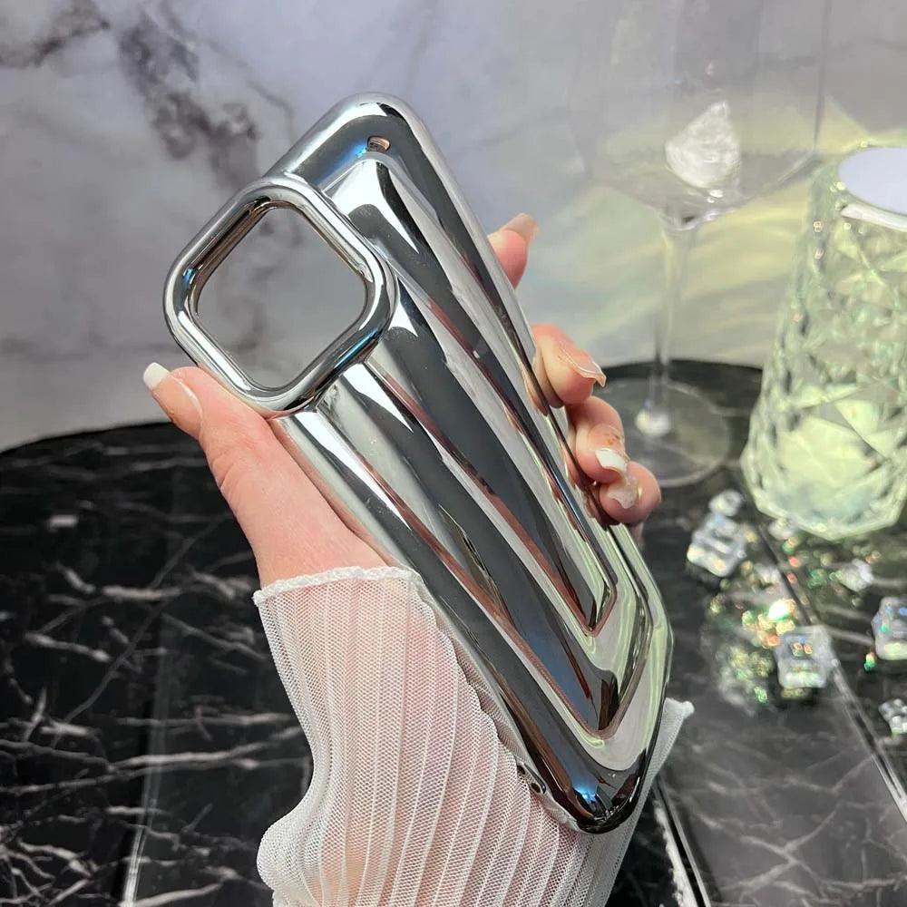 Cute Phone Cases For iPhone 14 13 12 11 Pro Max 14 Plus - Luxury Plating 3D Stripe