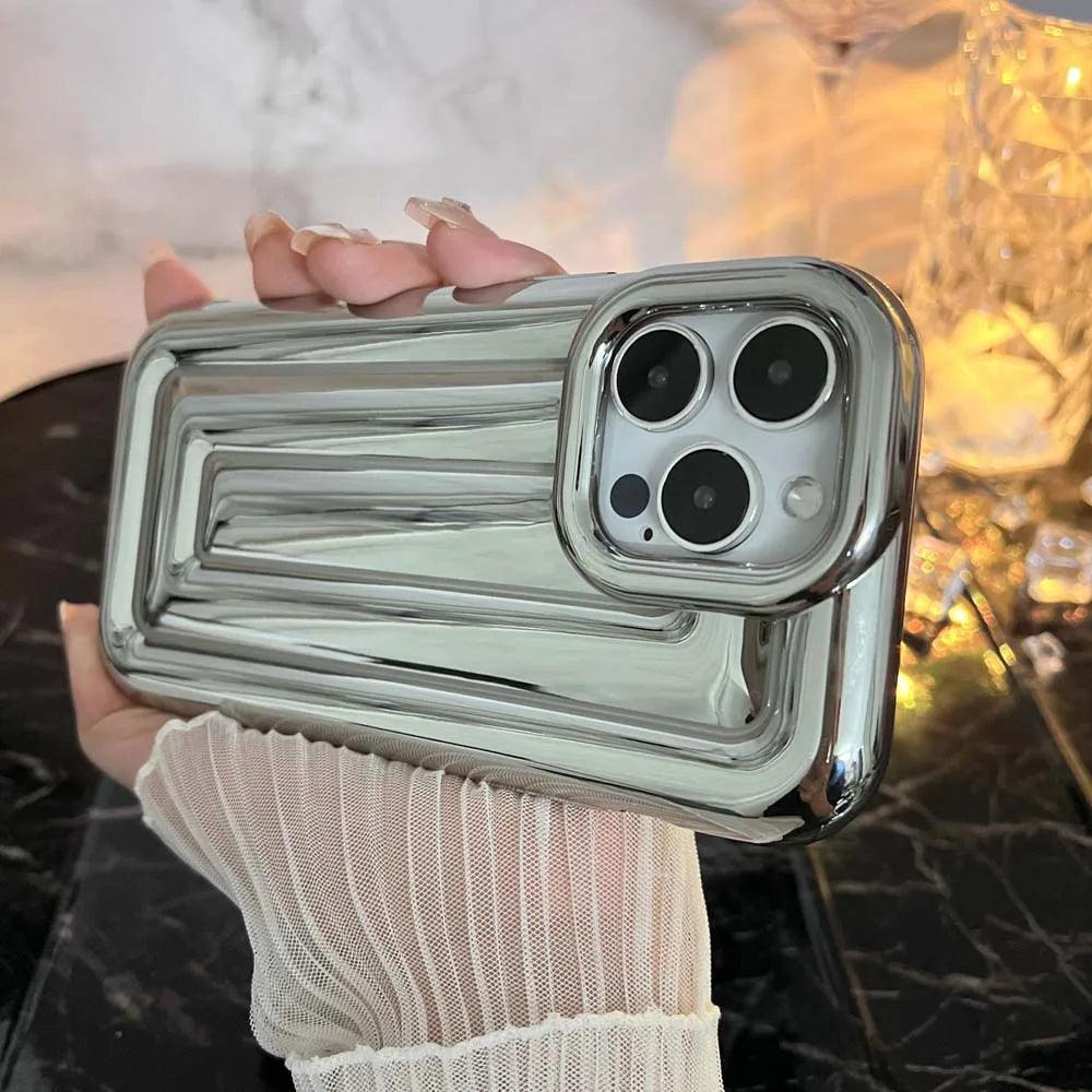 Cute Phone Cases For iPhone 14 13 12 11 Pro Max 14 Plus - Luxury Plating 3D Stripe