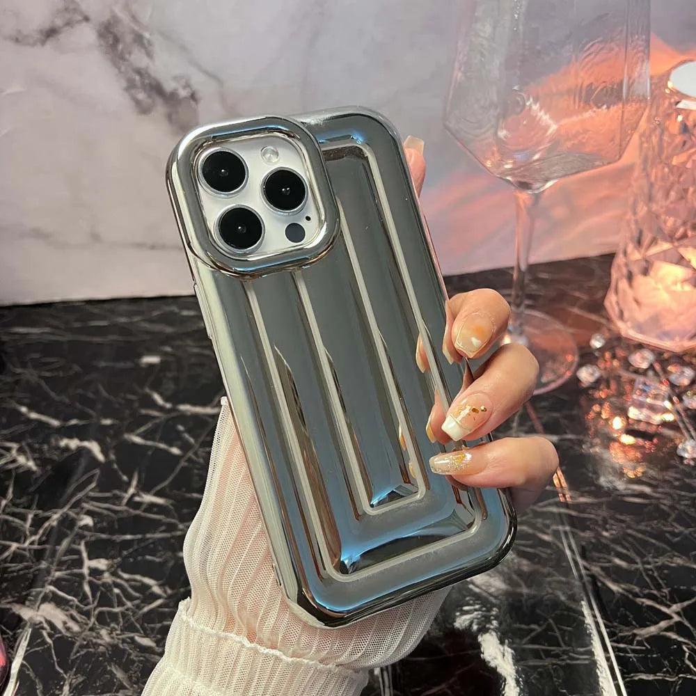 Cute Phone Cases For iPhone 14 13 12 11 Pro Max 14 Plus - Luxury Plating 3D Stripe