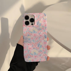 Cute Pink Flowers Garden Hard Phone Case Cover for iPhone 14, 13, 12, 11 Pro Max, Xr, Xs, 7, 8, and 14 Plus