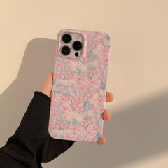 Cute Pink Flowers Garden Hard Phone Case Cover for iPhone 14, 13, 12, 11 Pro Max, Xr, Xs, 7, 8, and 14 Plus