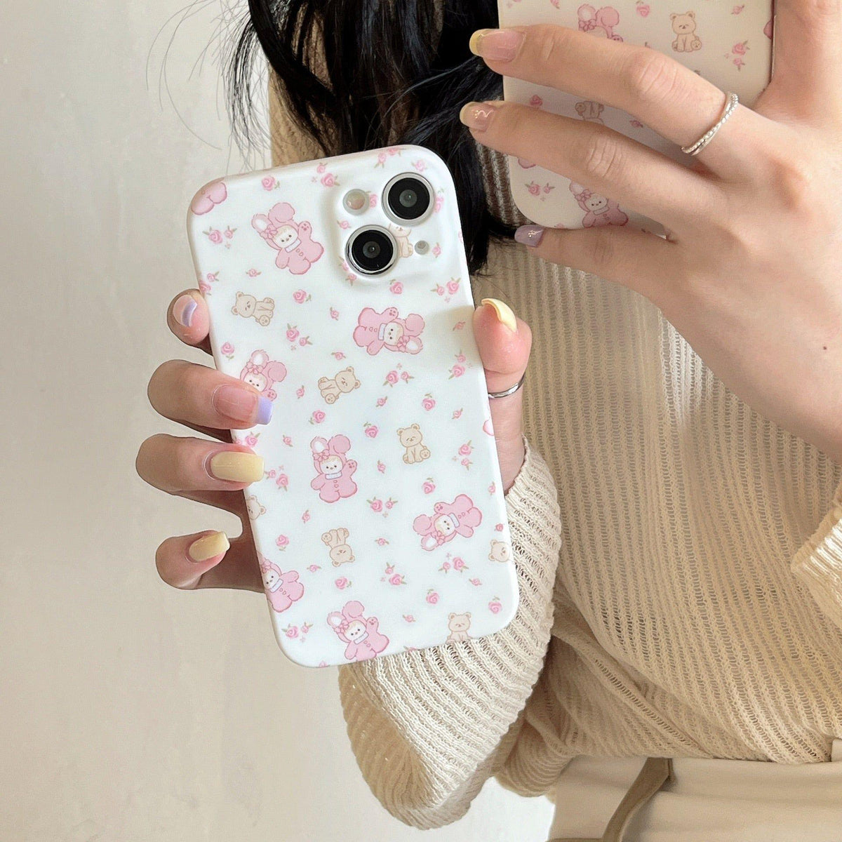 Cute Rabbit Pajamas Bear Cartoon Phone Cases for iPhone 11 Pro Max, 12, 13, 14