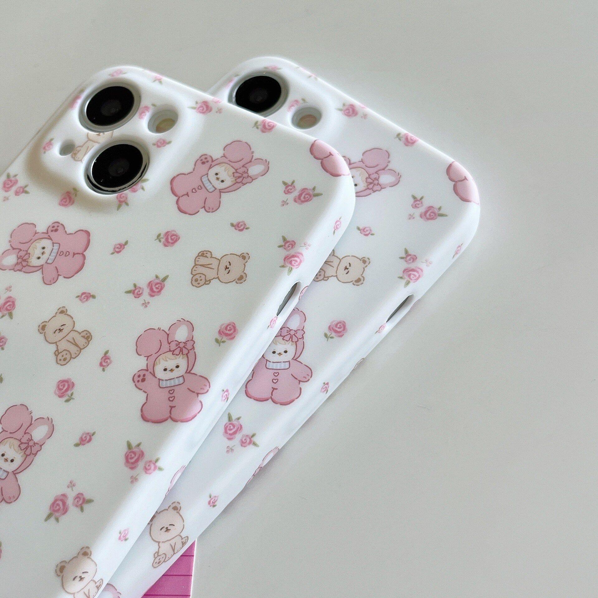 Cute Rabbit Pajamas Bear Cartoon Phone Cases for iPhone 11 Pro Max, 12, 13, 14