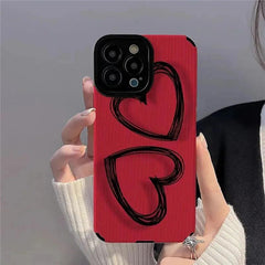 Cute Red Hearts Phone Case for iPhone 7, 8, 11, 12, 13, 14, 14 Pro, 15 Pro Max, X, XR, XS Max, SE, and Mini