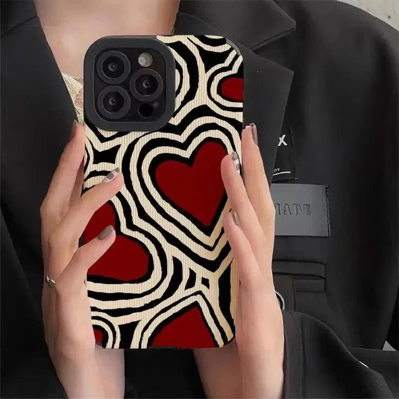 Cute Red Hearts Phone Case for iPhone 7, 8, 11, 12, 13, 14, 14 Pro, 15 Pro Max, X, XR, XS Max, SE, and Mini