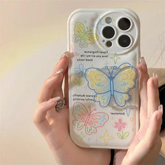 Cute Retro Butterfly Cartoon Phone Cases for iPhone 14, 13, 12, 11 Pro Max, XR, XS Max, 7, 8, and 14 Plus