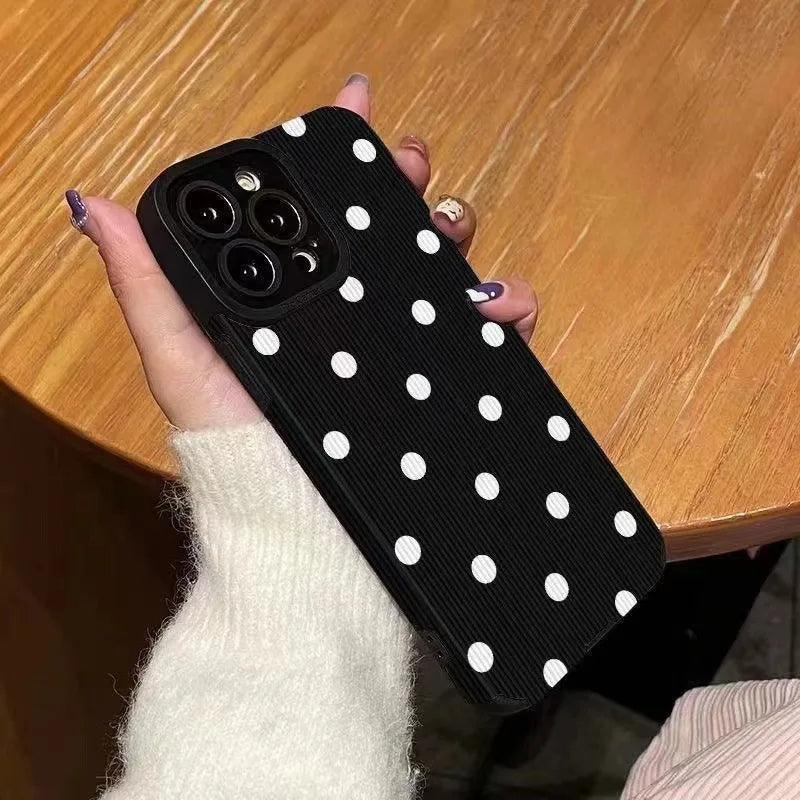 Cute Simple Polka Dots Phone Case for iPhone 15, 14, 13, 12, 11 Pro Max, 15, 14, 13 Mini, X, XR, XS Max, 7, 8 Plus