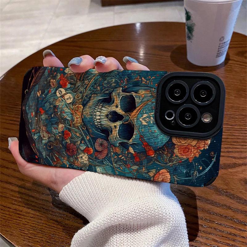 Cute Skeleton Skull Pattern Phone Case for iPhone 15, 14, 13, 12, 11 Pro Max, Mini, X, XS Max, XR, 7, 8 Plus, SE