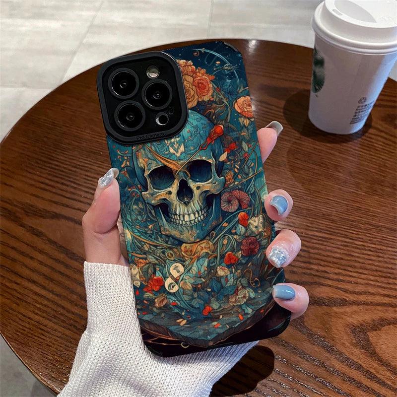 Cute Skeleton Skull Pattern Phone Case for iPhone 15, 14, 13, 12, 11 Pro Max, Mini, X, XS Max, XR, 7, 8 Plus, SE