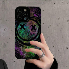 Cute Smiley Face Color Graffiti Phone Case Cover for iPhone 14, 11, 12, 13, Pro, XS Max, Mini, 6, 7, 8 Plus, X, XR, and SE