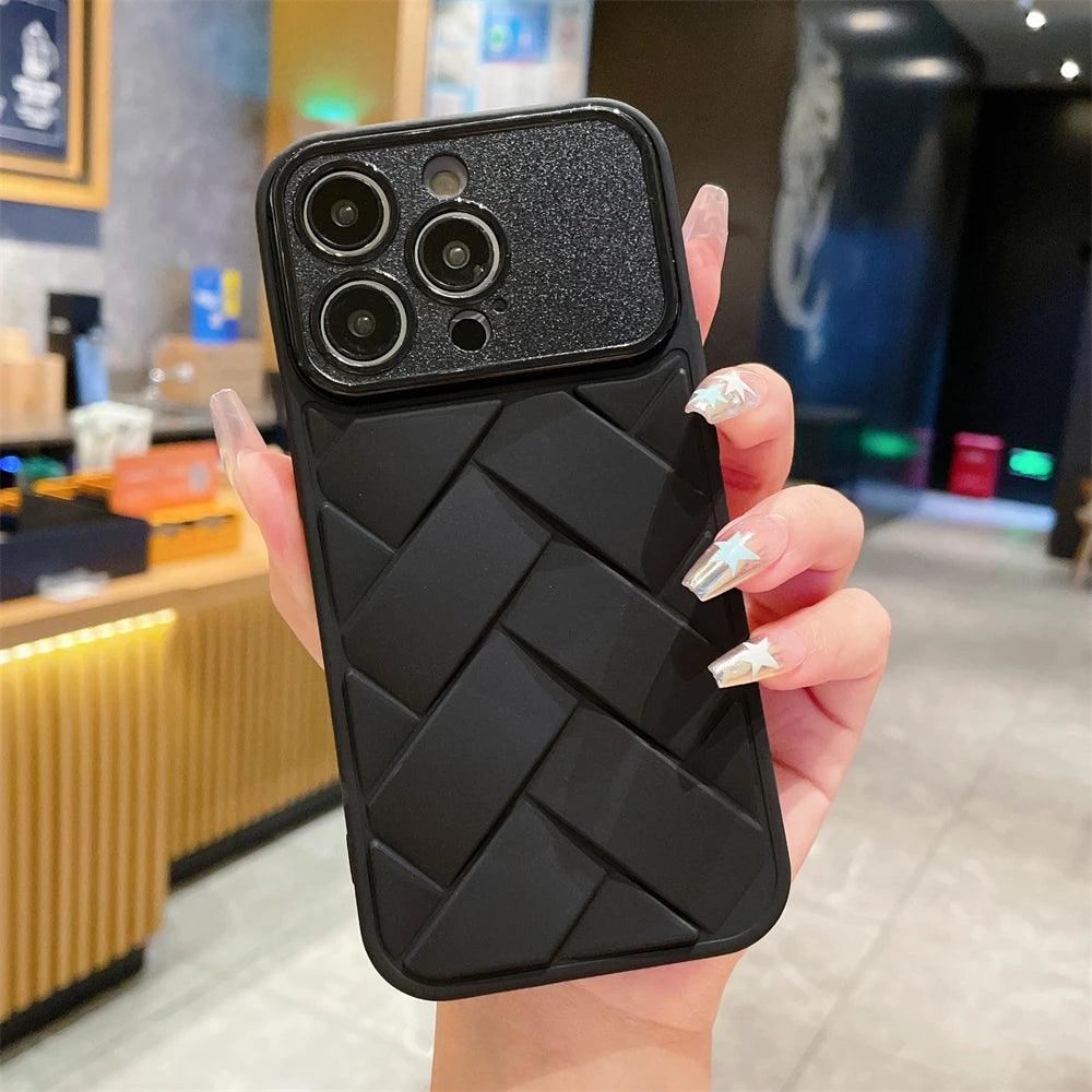 Cute Soft Weave Pattern Phone Case for iPhone 15, 11-14 Pro Max